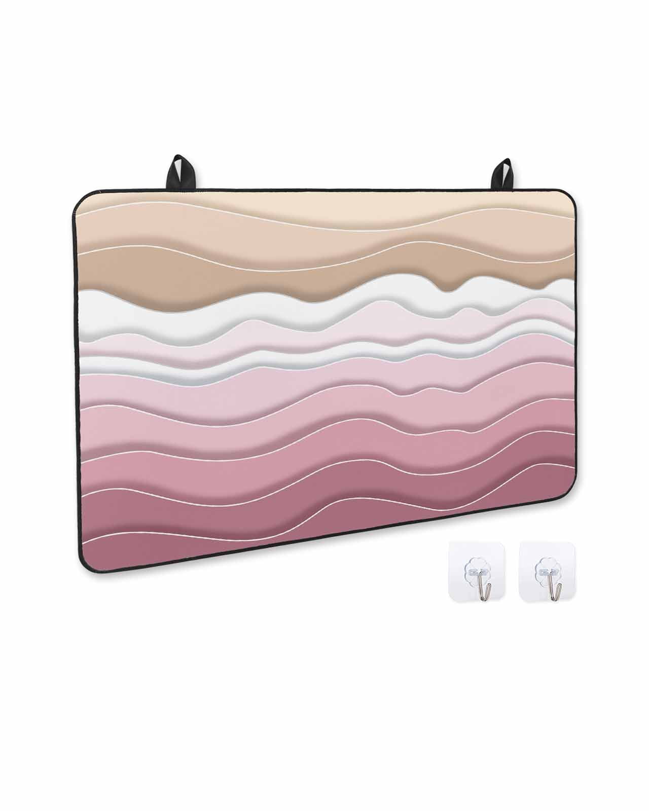 nqOlkjepod Large Induction Cooktop Protector Mat 24"x21", Pink Ombre Stripe Stove Top Covers for Electric Stove, Abstract Summer Beach Coastal Stove Burner Cover Mats, Glass Top Stove Cover