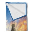 thumbnail image 2 of Italy Soft Flannel Fleece Blanket, Place of Miracoli Complex with the Leaning Tower of Pisa in Front Tourist Attraction, Cozy Plush for Indoor and Outdoor Use, 60" x 80", Multicolor, by Ambesonne, 2 of 5