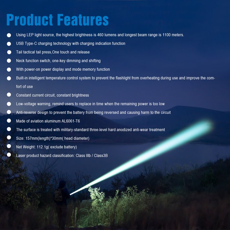 TrustFire T30R Tactical High Charger Flashlight, 460 Lumens, USB