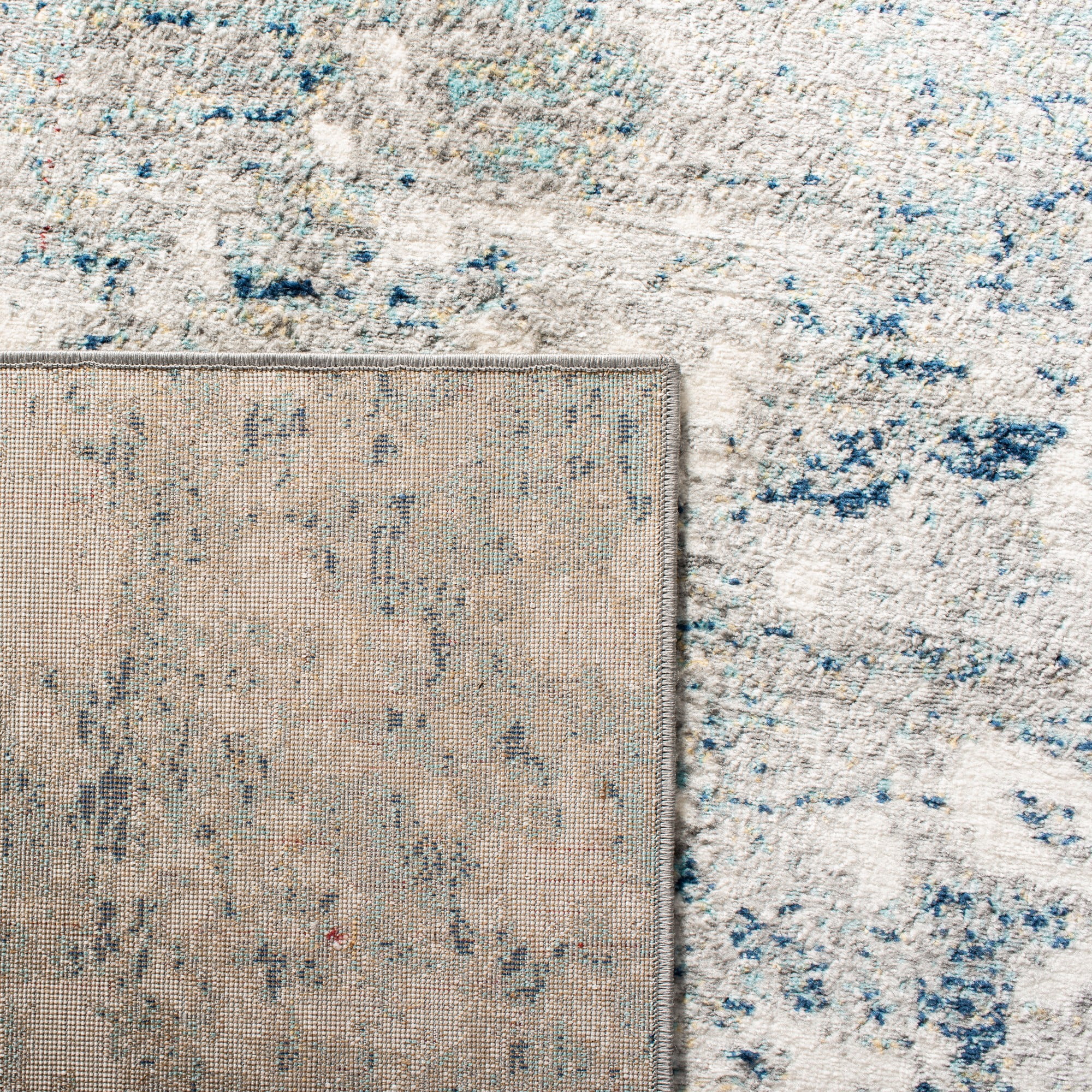 SAFAVIEH Jasper Brandt Abstract Overdyed Area Rug, Grey/Blue, 5' x 5' Round