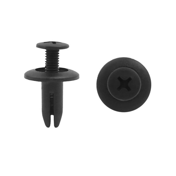 30Pcs 6x15x18mm Grapas Plástico Negro Set Tornillos de Parachoques Maletero Vehículo