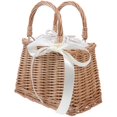 thumbnail image 1 of wonima44 Flower Girl Basket, Small Wicker Basket with Handle, Decorative Rattan Basket with Cloth Liner for Wedding, Picnic, Sea Vacation (6x5x9''), 1 of 1