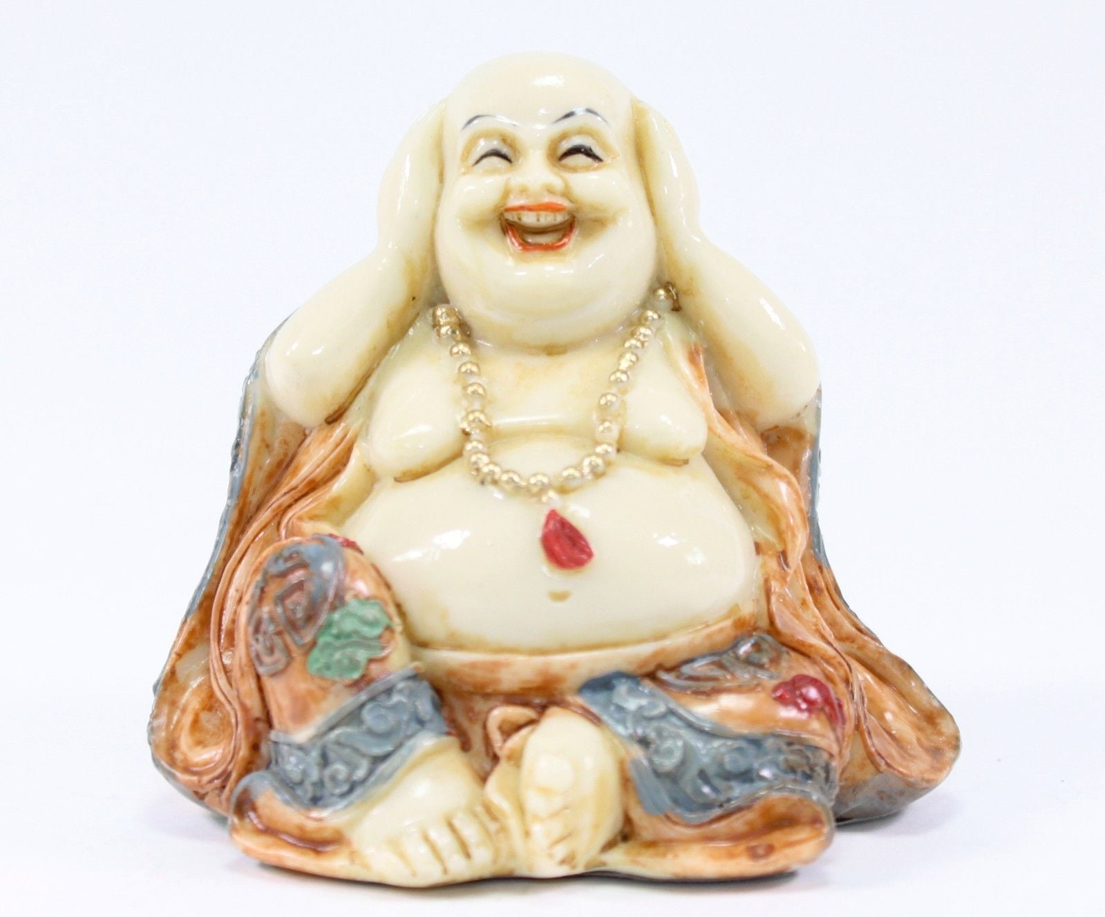 Blue Evil Eye Fortune Lucky Tree Laughing Money Happy Buddha Decoration Statue 