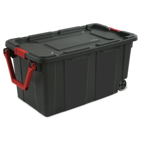 Sterilite 40 Gallon Wheeled Plastic Storage Tote Black