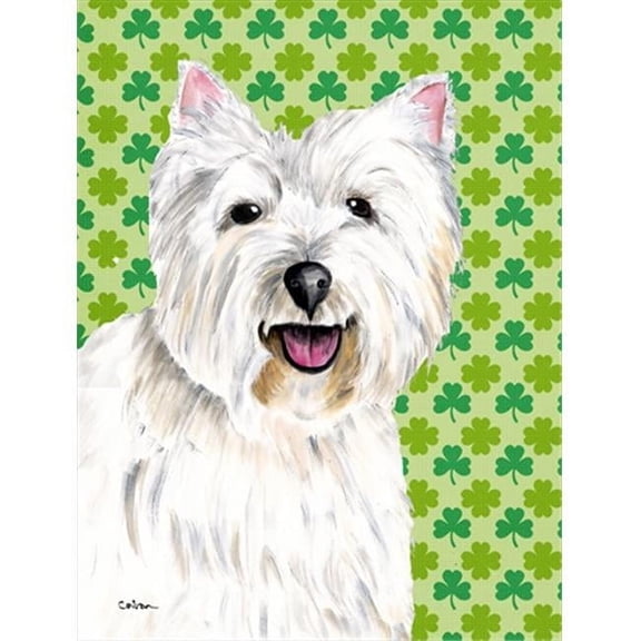 15 x 15 in. Westie St. Patricks Day Shamrock Portrait Garden Size Flag