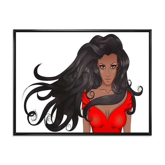 Designart 'Portrait of African American Female XIV' Modern Framed Canvas Wall Art Print