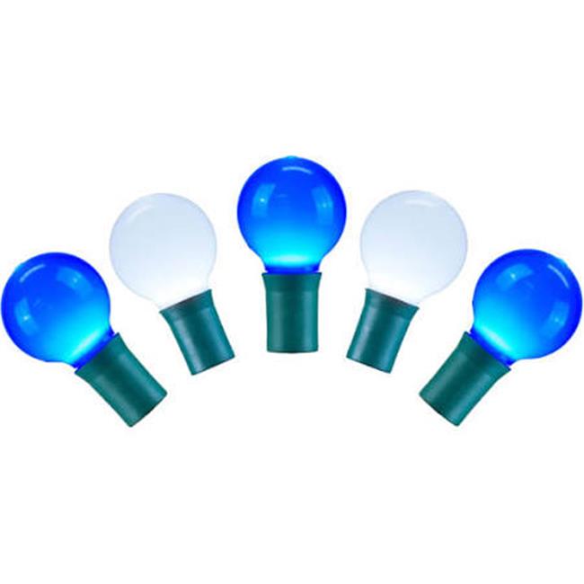 LED G30 Ceramic White Wire 8 in. Spacing 16 ft. Long Light Set with Red, White & Blue Lights