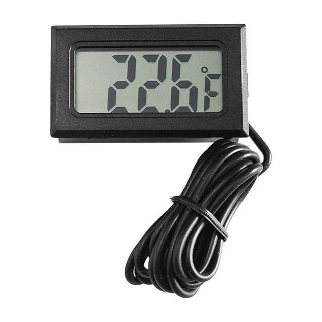 Mini Digital LCD Thermometer - External Probe (1m) for Fridge Freezer Refrigerator Aquarium, -50~+110°C, Compact Black