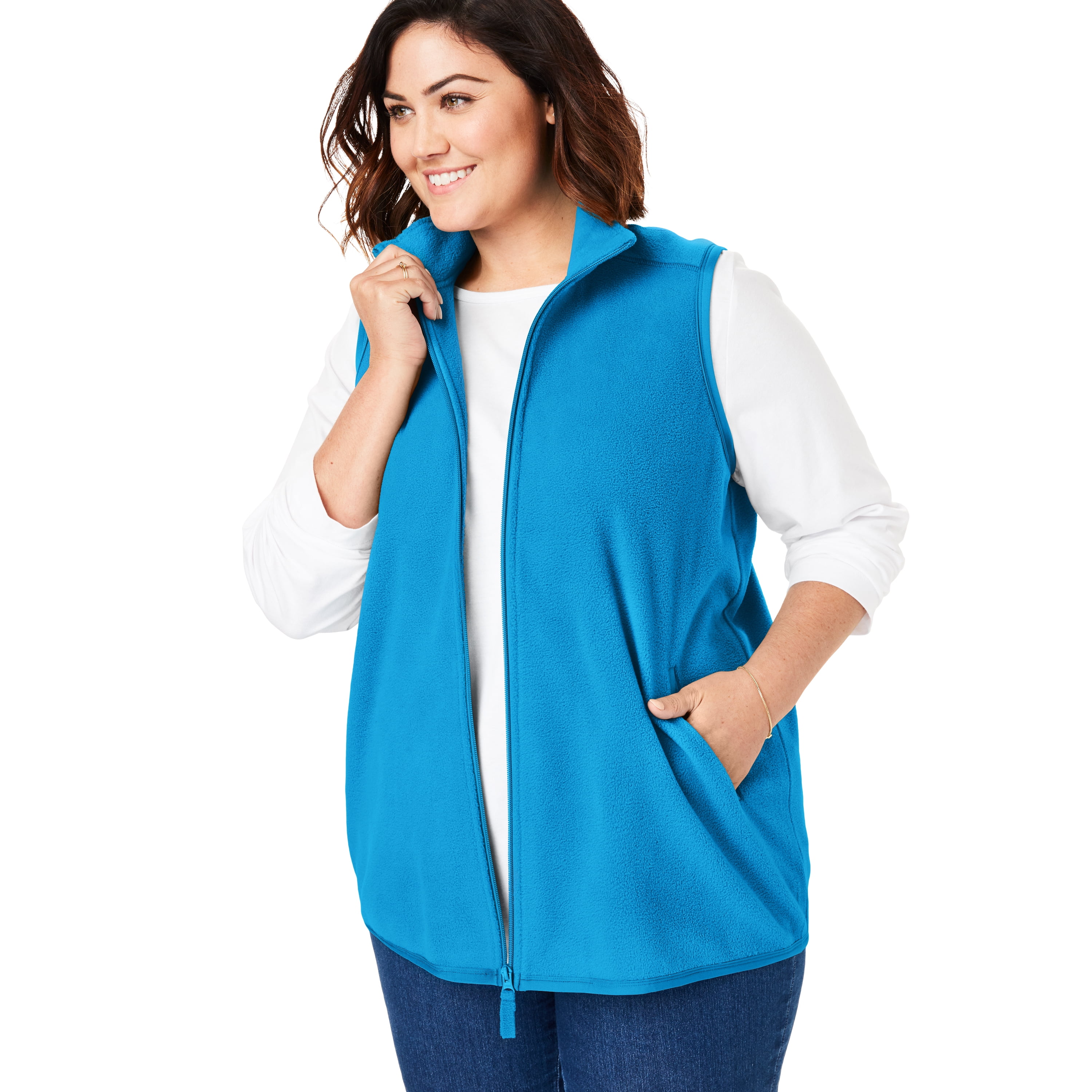 Woman Within Plus Size Zip-front Microfleece Vest - Walmart.com