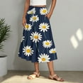 thumbnail image 2 of Summer Midi Skirts for Women Trendy Elastic Waisted Ruffle Printed Flowy Midi Long Skirts Women Casual Daily Flowy Dresses Black XXL, 2 of 6
