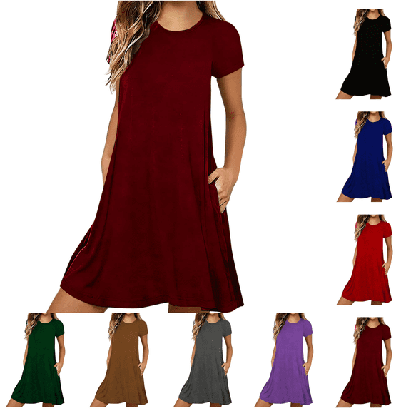 Utoimkio Short Sleeve Nightgowns for Women Summer Crewneck Pajamas Dress Soft Comfy Lounge Sleepwear Size S-XXL