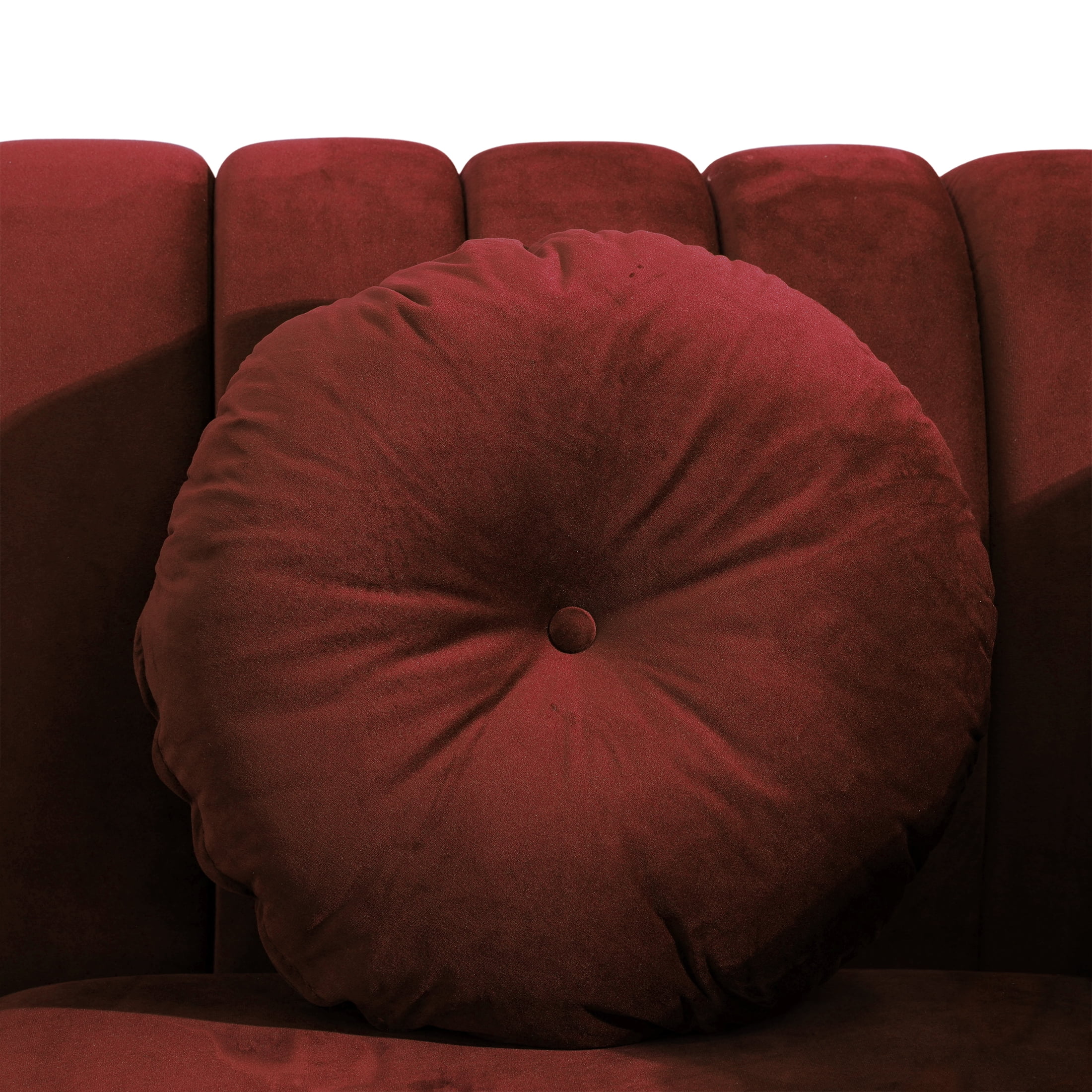 Aukfa 75" Comfy Flannel Sofa, Contemporary 3-Seater Couch for Living Room, 2 Pillows, Red