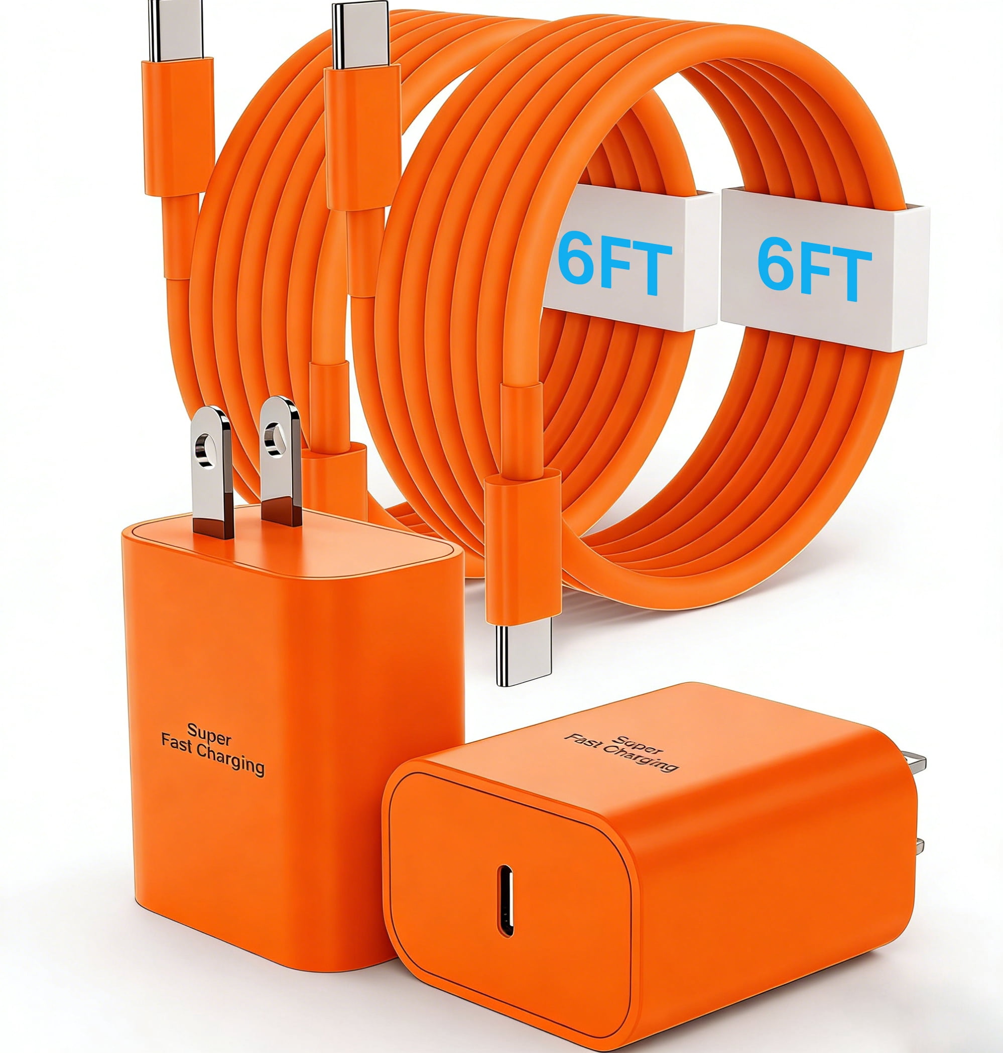 Super Fast Charger with 6FT Type C Cable, [2 Pack] 45W USB C Samsung Charge Fast Charging Wall Charger Block for Galaxy S26 S25/S24 Ultra/S24/S24+/S23 Ultra/S23/S22 Ultra/S22/S21 -Vibrant Tangerine