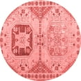 thumbnail image 1 of Ahgly Company Machine Washable Indoor Round Abstract Red Modern Area Rugs, 7' Round, 1 of 4