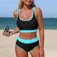 thumbnail image 2 of Duqingm Summer Dresses for Women Women's Tie Back Padded High Cut Bralette Bikini Set Two Piece Swimsuit Blue,M, 2 of 7