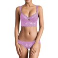 thumbnail image 2 of Gibobby Ropa interior mujer sexy Lencería para mujer con encaje frontal abierto, ropa de dormir halter Nighty(Morado, 75B), 2 of 3