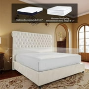 VanAcc 52.8 High Upholstered Bed Frame Queen Size Platform Sleigh Bed with Deep Button Tufted Headboard/Easy Assembly/Cream