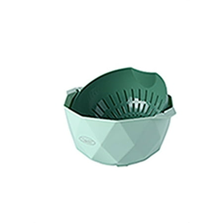 

Draining Basket 360 Degree Rotating PP Plastic Kitchen Strainer With Dustproof Drain Basin And Basket With Handle Large Green
