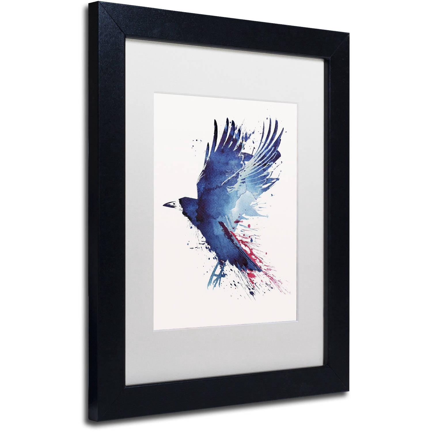 Trademark Fine Art 'Bloody Crow' Canvas Art by Robert Farkas, White Matte, Black Frame