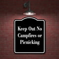 thumbnail image 2 of Keep Out No Campfires or Picnicking BLACK Aluminum Composite Sign 8.5''x10'', 2 of 9