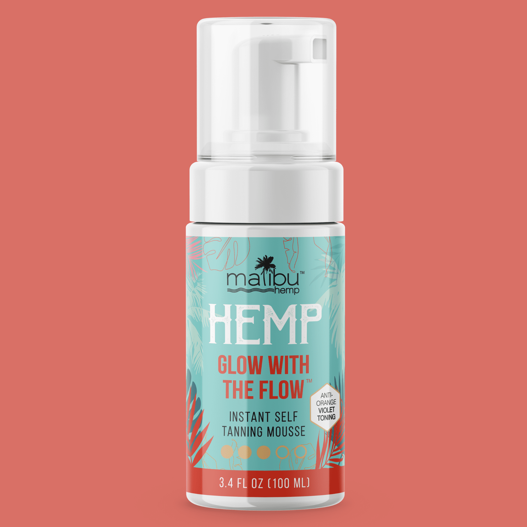 Malibu Hemp Let's Glow Crazy Sunless Tanning Mousse Medium Shade 3.4 fl oz