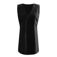 thumbnail image 4 of Vestido sin mangas de lino con cuello en V para mujer - Falda chaleco ajustada de color liso para verano, mezcla de poliéster - Tallas S-XXL para vacaciones/uso diario, 4 of 4
