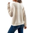 thumbnail image 5 of NFTOEIULA Women Guipure Lace Panel V Neck Long Sleeve Pointelle Knit Sweater, 5 of 7