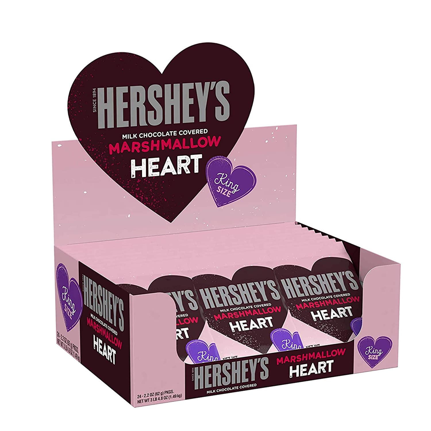 Best valentine’s day candy 2021 HERSHEYS Valentines Day Chocolate Covered Marshmallow Hearts (24 Count