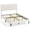 thumbnail image 2 of Costway Full Size Velvet Bed Frame with Height Adjustable Vertical Channel Headboard, Beige, 2 of 11