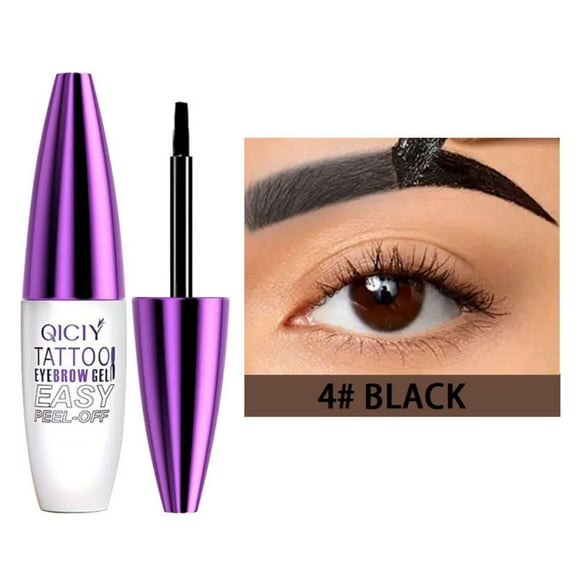 Qiciy Tattoo Eyebrow Gel Easy Peel Off Eyebrow Tattoo Peel Off Tattoo Eyebrow Gel Easy Peel off Eyebrow Gel Tinted Eye Brow, Professional Eye Brow Tint, Waterproof & Sweatproof (Black)