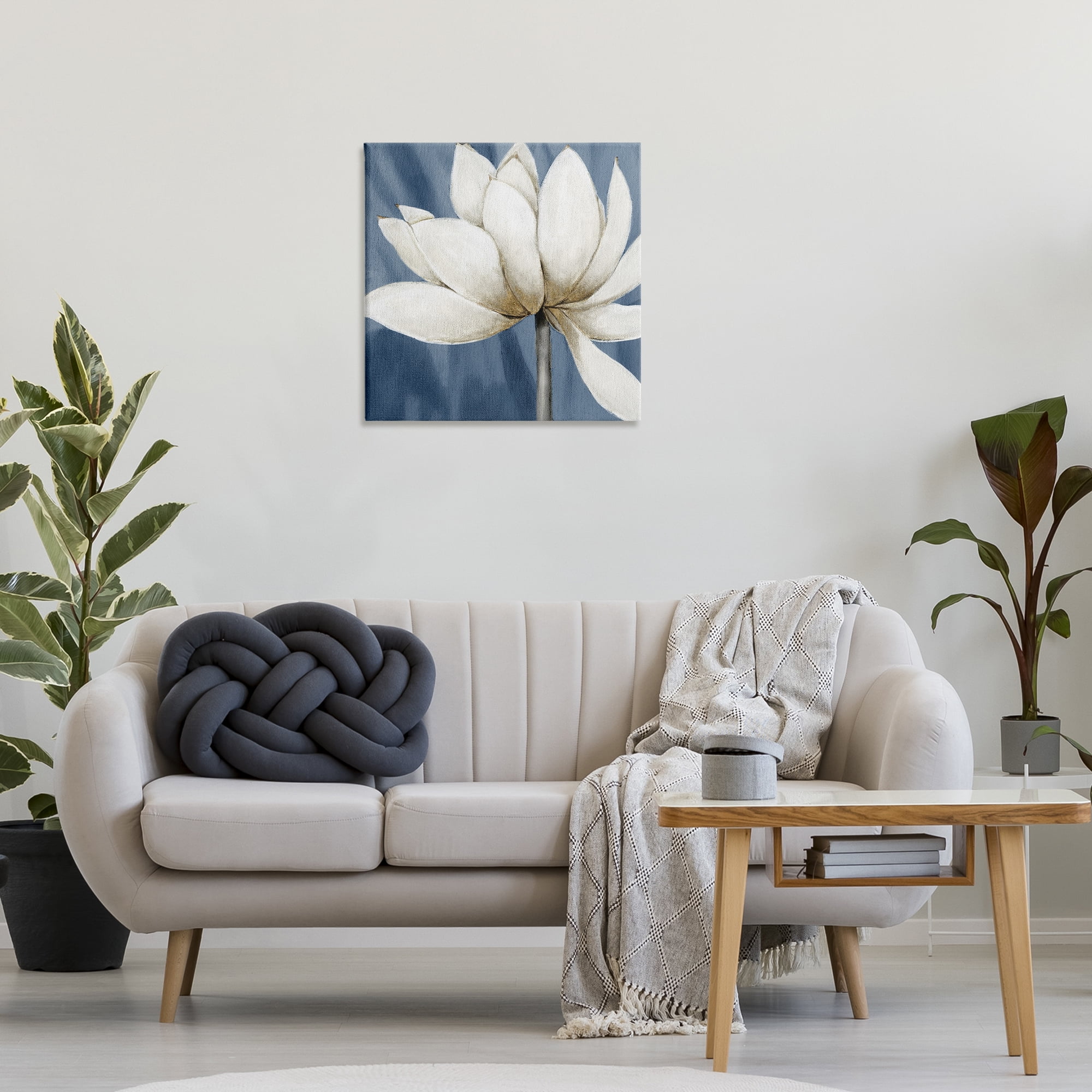 Stupell Industries White Lotus Petals Botanical & Floral Painting Gallery Wrapped Canvas Art Print Wall Art, 24 x 24