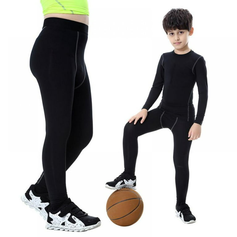 Quick-drying Child Kids Boy Girls Compression Cycling Long Bicyle Black  Trousers Skin Tight Pants NEW