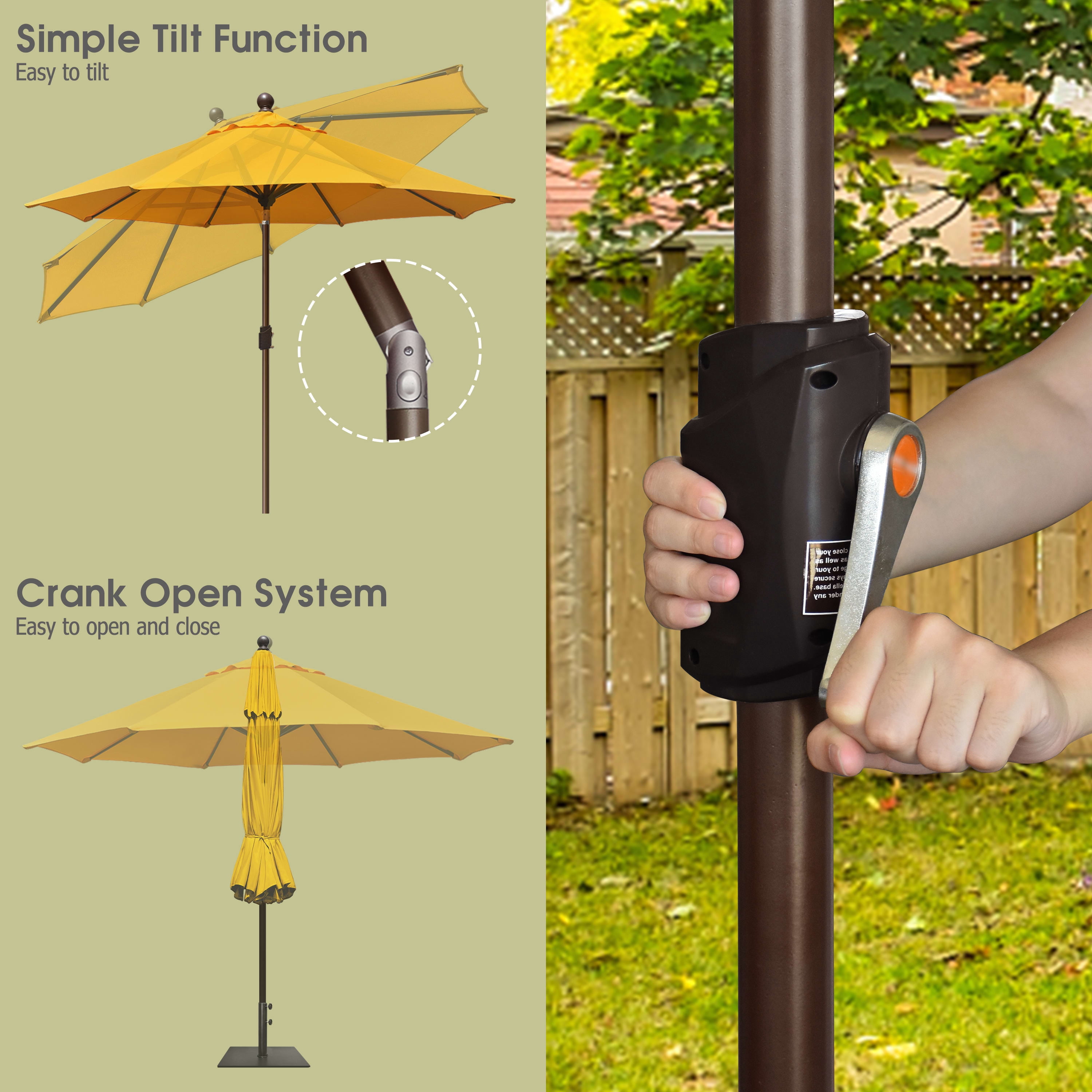 EliteShade 9Ft Market Umbrella Patio Outdoor Table Umbrella with Ventilation and 5 Years Non-Fading Guarantee，Sunflower