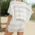 thumbnail image 5 of Oplxuo Crochet Swim Cover Up for Women Batwing Sleeve Sheer Kintted Tops with Shorts Sexy 2 Piece Bathing Suit Coverups, 5 of 7