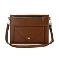thumbnail image 4 of ELEHOLD Leather Bag Case for iPad Pro 12.9" 2022/2021/2020/2018 with Card Slots Zipper Storage Pencil Holder Kickstand Function Crossbody Shoulder Strap Handstrap Phone Bag Business Bag Case,Brown, 4 of 9