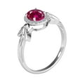 thumbnail image 2 of Mauli Jewels Engagement Rings for Women 0.92 Carat Halo Diamond & Oval Shape Ruby Gemstone Ring Prong-Setting 10K White Gold, 2 of 6