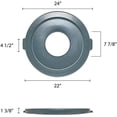 thumbnail image 3 of TrueCraftware- 32 Gallon Round Trash Can Center Opened Lid only 22-1/4" Diameter x 1-1/4" Height Gray Color- Wastebasket Garbage Bin Lid Recycling Bin Cover Kitchen Bathroom Bedroom Office Trash Can, 3 of 6