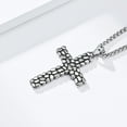 thumbnail image 3 of Cross Necklace for Men 925 Sterling Silver Cross Pendant with 24 Inch Chain Stone Texture Cross Necklace, 3 of 4