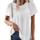 thumbnail image 1 of Camiseta de mujer de moda de manga corta de color sólido con retazos de cuello redondo OAVQHLG3B Store lin121212, 1 of 4