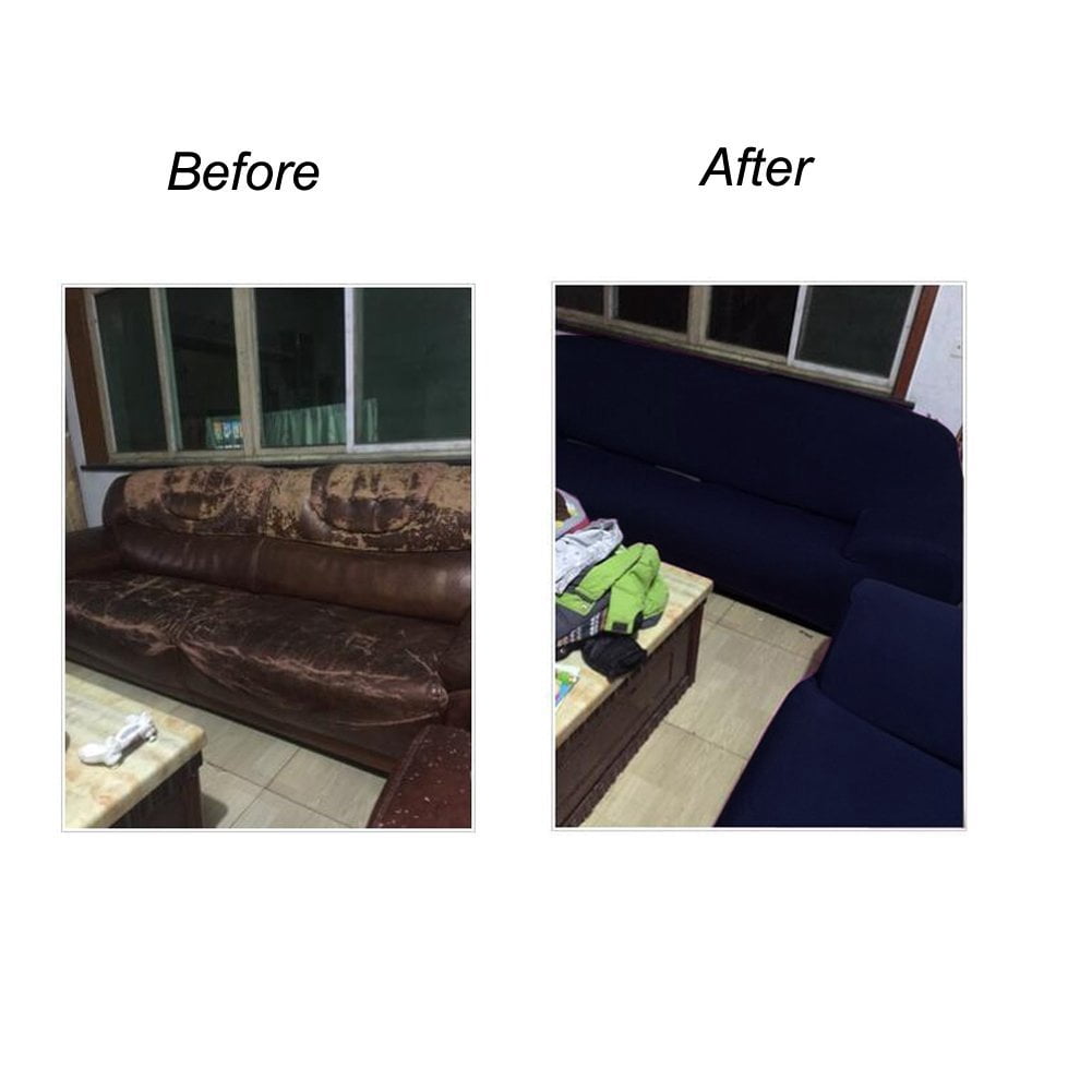Stretch Elastic, Anti-Wrinkle, Pure Color Slipcover For 1-4 Seater Sofas For Moving Living Room Furniture (2 Seater, Blue)