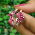 thumbnail image 3 of 0.52Ct. Marqusie and Round Cut Ruby and Diamond Wedding Ring Enhancer in 925 Sterling Silver, 3 of 7