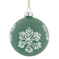 thumbnail image 5 of Northlight Glass Christmas Ball Ornaments with Snowflakes - 3" (80mm) - Green and White - 4ct, 5 of 7