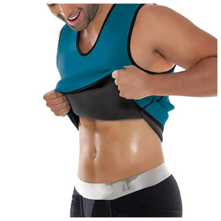 

Jialili Men Sports Sweat Shapewear Chest Support Abdomen Body Shaper Vest Top Blue XXXL