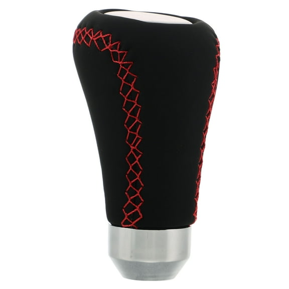 HEMOTON Manual Gear Shift Knob 5 Speed PU Handle Universal Fit for Cars Trucks SUVs Red Stitched Transmission Shifter 1 Piece