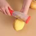 thumbnail image 2 of Pelador de patatas rojo de 3 piezas con caja de almacenamiento Pelador de verduras de acero inoxidable de 2 piezas para pelar rápidamente patatas de piel suave, 2 of 5