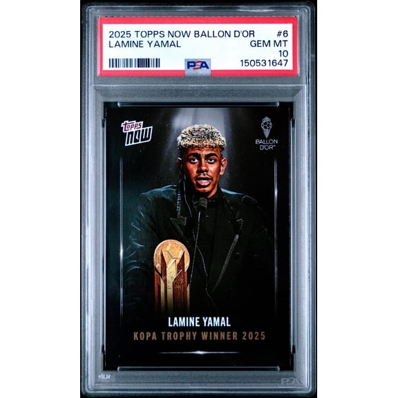 Graded 2025 Topps Now Ballon d'Or Lamine Yamal #6 Soccer Card PSA 10 Gem Mint