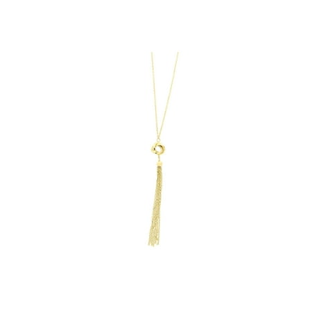 14k Gold Diamond Love Knot - 14k Yellow Gold Diamond Cut Cable Chain Tassel Love Knot Pendant Necklace, 17