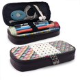 thumbnail image 1 of Customize PU Leather Pencil Bag Zipper Stationery Bag, Business Receipt Box, Suitable for Both en and Women Retro Geometric Pattern, 1 of 4