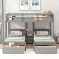 thumbnail image 3 of Churanty 3 Twin Triple Bunk Beds with Storage Drawers, Twin Over 2 Twin Bunk Bed Frame with Guardrails and Ladder for Kids Boys Girls Teens Adults, 3 of 11