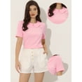 thumbnail image 2 of Blusa con cuello Peter Pan Allegra K para Mujer Floral Jacquard Puff Manga corta Rosa L, 2 of 5